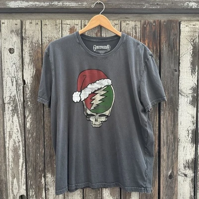 Grateful Dead Christmas Steal Your Face Skull Santa Hat T-Shirt by Lucky Brand - Image 1 of 4