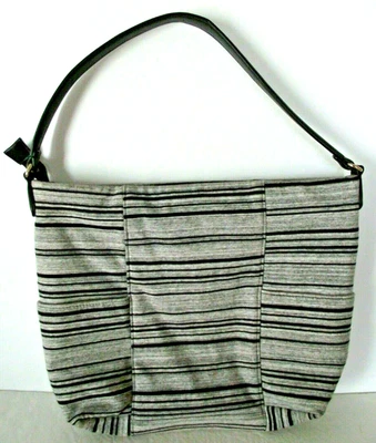 Bolsa de mão feminina Talbots cinza listras pretas pano bolsa de viagem acessório  - Imagem 1 de 4