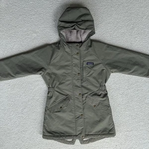 New Patagonia Girls Medium 10 Insulated Isthmus Parka Hooded Jacket 68101 Green - Picture 1 of 4