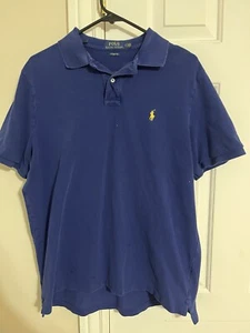 Polo Ralph Lauren Stretch Mesh Blue Polo Shirt Men's Size Large Fast Shipping - Picture 1 of 5