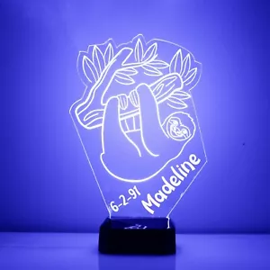 Sloth LED Light - Personalized FREE - NIGHT LIGHT LAMP. 16 Color With Remote. - Picture 1 of 10
