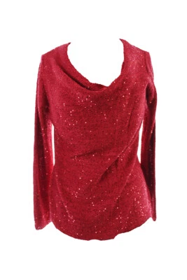 Suéter Inc International Concepts Capucha Cortina Lentejuelas Rojo S Foto 1 de 3