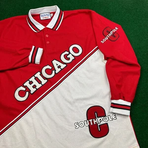 Polo Polo Polo De Colección Para Hombres XL Rojo Blanco Chicago Manga Larga Logo Años 90 De Colección - Imagen 1 de 15