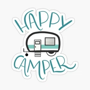 Casa rodante Happy cámper camping viaje de senderismo pegatina calcomanía de vinilo para parachoques de teléfono portátil - Imagen 1 de 1