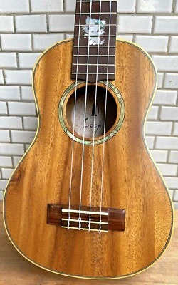 Solid Acacia Koa concert Ukulele satin polished cat inlaid UKC204 - Image 1 of 4