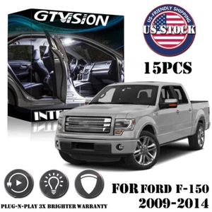 15x White LED Interior Lights Package Kit Fit 2009 - 2013 2014 Ford F-150 F150 - Picture 1 of 9