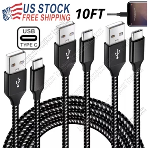 10FT USB C Fast Charger Cable Type C Charging Cord For Samsung S8 S9 S10 Android - Picture 1 of 10