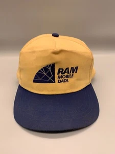 VITNAGE Trucker Hat Cap Snap Back White Blue Yupoong RAM Mobile Data 80s 90s - Picture 1 of 12