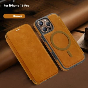 Para iPhone 17 16 15 Pro Max 16e 14 13 12 Magnético Cuero Billetera Abatible Estuche Cubierta - Imagen 1 de 18