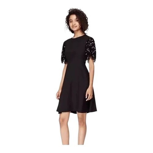 Abito Kate Spade New York nero paillettes frange swing nuovo con etichetta