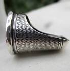 ANTIQUE SILVER PLATE METAL SEWING HALF THIMBLE ENGINE TURNED FINGER GUARD