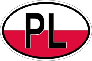 Autocollant sticker ovale oval drapeau code pays PL pologne - Picture 1 of 1