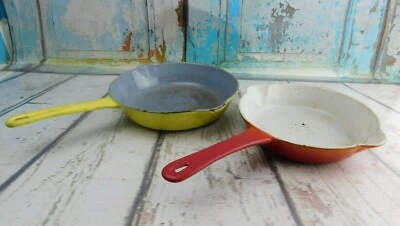 VTG Descoware Belgium Cast Iron Enamel Lot Fry Pan Rustic Cabin Primitive Decor - Image 1 of 4