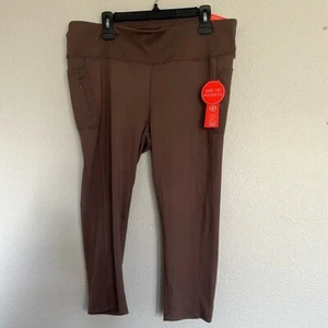 ADRIENNE VITTADINI women plus sport capri high rise waist cappuccino Size 3X new - Picture 1 of 7