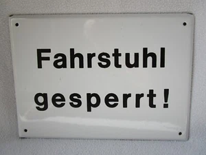 altes Emailschild gekantet weiß 29,5x21cm Fahrstuhl gesperrt sehr gut erhalten - Picture 1 of 7
