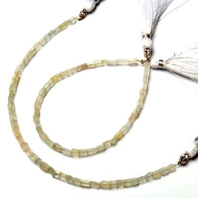 Natural Matte Finish Aquamarine Gems 4mm Unpolished Nugget Shape Beads 7" Strand - Image 1 of 4