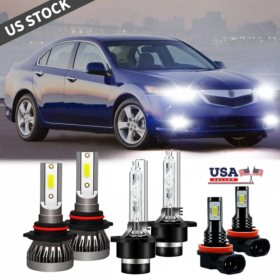 For Acura TSX 2009-2014 Combo HID/LED Headlight Hi/Lo Beam&Fog Light Bulbs KIT - Image 1 of 4