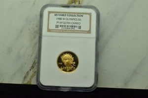 1988-W Olympics Commemorative $5 Gold NGC PF69 Ultra Cameo - Picture 1 of 2