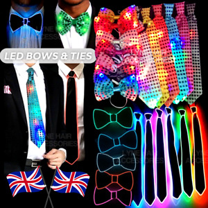 Flashing Light Up Bow Tie Necktie LED Men's Party Lights Sequins Bowtie Wedding