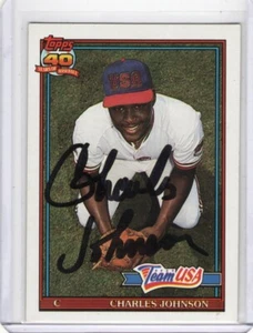 1991 Topps Traded Tiffany #61T Charles Johnson RC Autograph - Picture 1 of 2