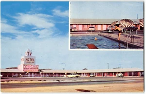 Postal vintage cromada BEL SHORE MOTEL Lordsburg, Nuevo México Roadside años 50 - Imagen 1 de 2