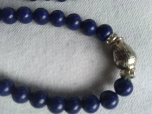 Blue Lapis Lazuli Beaded Stretch Necklace /Mala 28" - Picture 1 of 5