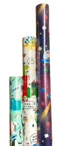 3X Christmas 5 Meter Dinosaur Space Rocket Igloo Wrapping Paper Rolls - Picture 1 of 6