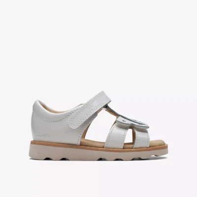 BNIB Clarks Toddler Girls CROWN BEAT T White Patent Leather Sandals - Image 1 of 4