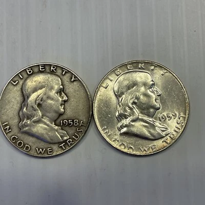 1958-D, 1959 Franklin Half Dollars AS - Image 1 of 2