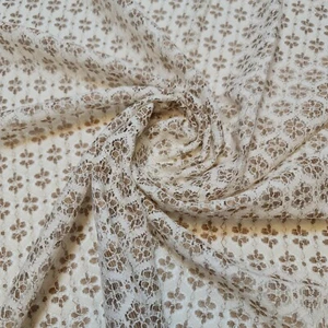 Elfenbein Blumen Häkelspitze Netz Handwerk Kleid Handarbeit Stoff 58" Meterware - Bild 1 von 4