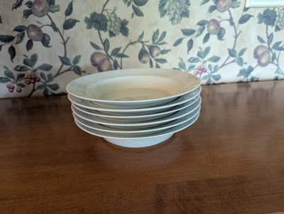 6-VINTAGE DANSK BOTTELET WHITE RIMMED SOUP BOWLS 8-3/4" - Image 1 of 4
