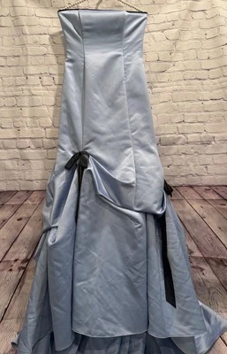 NWT VTG Y2K Jessica Mcclintock Light Blue Satin Strapless Long Formal Gown 6 - Image 1 of 4