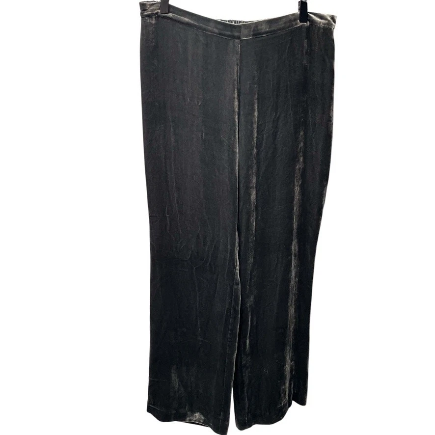 Pantalones de terciopelo Worth New York pierna ancha para mujer grandes rayón seda gris plata Foto 1 de 4