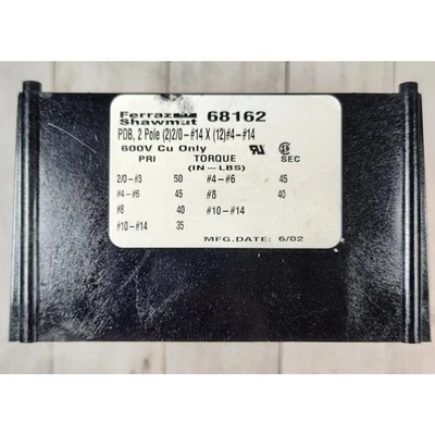 Блок распределения питания Ferraz Shawmut 68162 2 полюса 600 В - Изображение 1 из 4