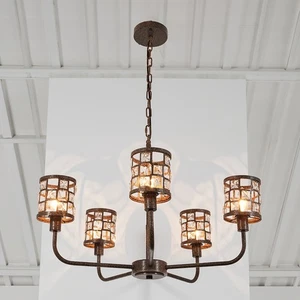 5-Lights Farmhouse Crystal Chandelier, Industrial Bedroom Pendant Ceiling Light - Picture 1 of 15