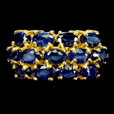 Anillo de plata de ley 925 ovalado zafiro azul 5x3 mm piedras preciosas naturales joyería talla 7 Foto 1 de 4