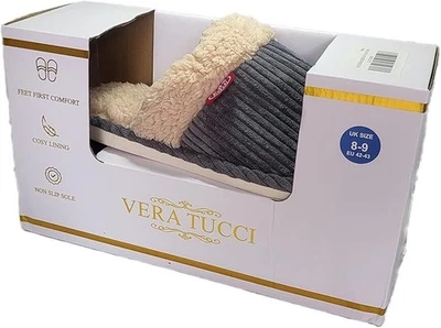 🥿 Vera Tucci Men’s Blue Slippers Gift Box 8/9 UK Size – Warm, Soft & Durable