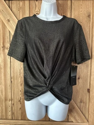 NUEVO CON ETIQUETAS LULULEMON Negro Dorado Brezo Media Luna Chispa Calce Clásico Camiseta Talla 6 Foto 1 de 4