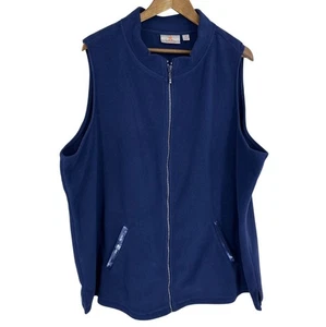 Quacker Factory Womens Fleece Vest With Rhinestone Zipper & Pockets Size 3X - Picture 1 of 10