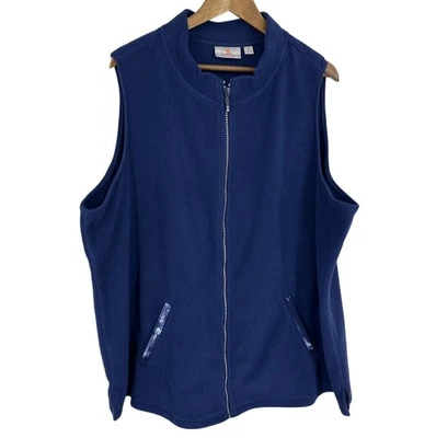 Quacker Factory Womens Fleece Vest With Rhinestone Zipper & Pockets Size 3X - Image 1 of 4
