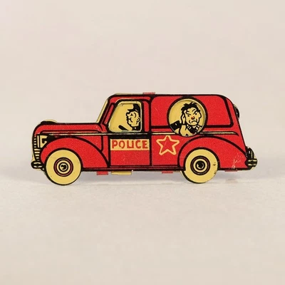 Coche de policía de 1930 galleta Jack palomitas de maíz juguete de hojalata de colección premio con panel deslizante Foto 1 de 3