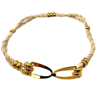 Cuerda de cinturón tejida vintage tono dorado para mujer talla pequeña Foto 1 de 4