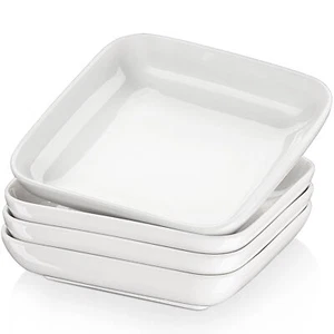 Juego de 4 platos de cocina cuadrados MALACASA 32 oz de porcelana blanco marfil - Imagen 1 de 9