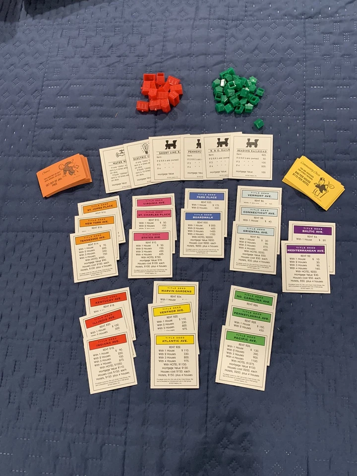 Juego de mesa Monopoly 2000 escrituras de propiedad oportunidad cofre comunitario cartas, edificios Foto 1 de 1