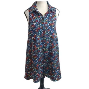 Glamorous Dress Blue Floral Sleeveless Shirt A Line Multicolor Womens Size S - Picture 1 of 7