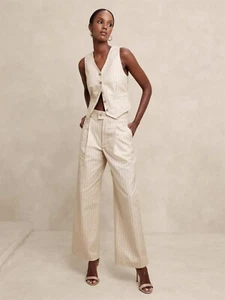 Banana Republic Factory Twill Wide-Leg Pant 12 Pink Stripe #891939 - Picture 1 of 9