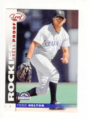 Leaf Press Proofs Red Todd Helton 2002 (HOF) #113 Colorado Rockies envío gratuito Foto 1 de 2