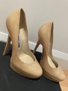 Jimmy Choo Pumps Shoes Heels 37 Women platform tan patent leather - Picture 1 of 11