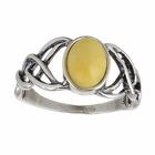 Sterling Silver And Baltic Butterscotch Amber Ring "Celtic Knots"