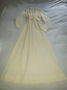 Vintage Maxi Dress Jacket Sz 10 60s 70s Vintage Gown Ivory Long EXCELLENT! - Picture 1 of 8